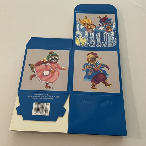 Vtg Nos Victorian Ice Skating Animal Gift Box - Picture 10 of 10